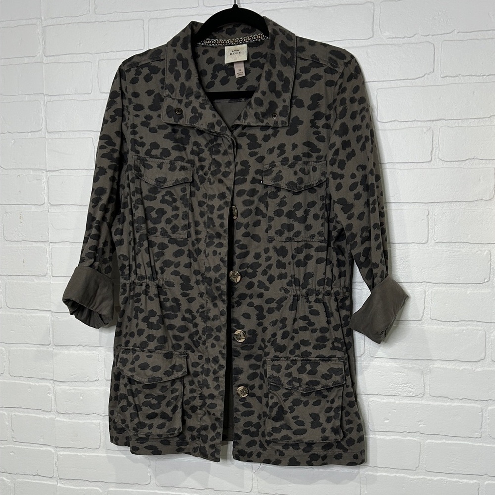 Knox Rose Gray Cheetah Print Army Jacket